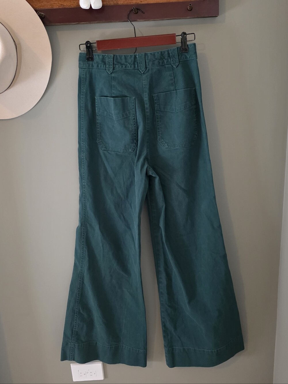 Anthropologie High Waisted Wide Leg Green Trousers Size 4 Tailored Trouser Pant - Picture 2 of 12